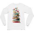 Book Stack With Flowers Reading Lover Bookish Unisex Long Sleeve T-Shirt