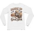 Bookish Retro Western Cowgirl Texas Book Lover Novel Reader Unisex Long Sleeve T-Shirt