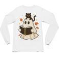 Books Ghost Reading Book Halloween Library Cat Fall Unisex Long Sleeve T-Shirt Books Ghost Reading Book Halloween Library Cat Fall Unisex Long Sleeve T-Shirt