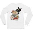 Cat And Books Flowers Reading Club Cat Lover Bookworm Unisex Long Sleeve T-Shirt