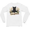 Cat Shirts For Women Book Lover Shirt Cute Cat And Book Premium Tri-Blend Unisex Long Sleeve T-Shirt