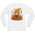 Cute Autumn Gnome Reading Pumpkin Book Lover Unisex Long Sleeve T-Shirt