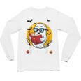 Cute Ghost Reading Book Retro Halloween Librarian Unisex Long Sleeve T-Shirt