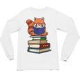 Cute Kawaii Kids Reading Books Glasses Red Panda Lover Unisex Long Sleeve T-Shirt