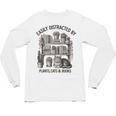 Easily Distracted By Plants Cats & Books Planting Gardening Unisex Long Sleeve T-Shirt