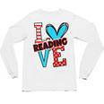 I Heart Books Love Reading Red And Stripe Animated Cat For Men Women Girls Kids Unisex Long Sleeve T-Shirt
