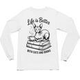Life Is Better With Cats & Books Sphynx Cat Mom Women Unisex Long Sleeve T-Shirt