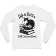 Life Is Better With Cats & Books Tuxedo Cat Mom Women Unisex Long Sleeve T-Shirt Life Is Better With Cats & Books Tuxedo Cat Mom Women Unisex Long Sleeve T-Shirt