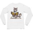 Life Is Better With Cats Coffee Books Cat Reading Book Unisex Long Sleeve T-Shirt