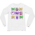 Mardi Gras Teacher Coquette Bow Pencil Apple Book Women Girl Unisex Long Sleeve T-Shirt