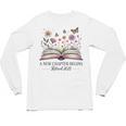 a New Chapter Begins Retired 2025 Floral Book Retirement Unisex Long Sleeve T-Shirt