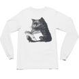 Reading Cat Cat Book Lover Unisex Long Sleeve T-Shirt