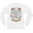 She Blooms Among The Pages Women Mom Wife Floral Book Lover Premium Tri-Blend Unisex Long Sleeve T-Shirt