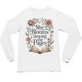 She Blooms Among The Pages Women Mom Wife Floral Book Lover Unisex Long Sleeve T-Shirt