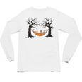 Skeleton Reading Book In Hammock Halloween Reader Unisex Long Sleeve T-Shirt