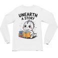 Unearth a Story Cute Dinosaur Summer Reading 2026 Dino Book Unisex Long Sleeve T-Shirt