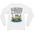 Unearth a Story Frog Reading a Book Summer 2026 Premium Tri-Blend Unisex Long Sleeve T-Shirt