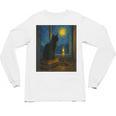 Van Gogh Starry Night Art Cat And Book Lovers Unisex Long Sleeve T-Shirt