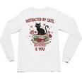 Women's Cat Books Romantic Floral Aesthetic Book Lover Cat Owner Unisex Long Sleeve T-Shirt