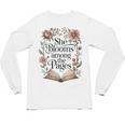 Women's She Blooms Among The Pages Women Mom Wife Floral Book Lover Unisex Long Sleeve T-Shirt