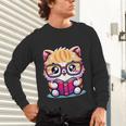 Adorable Book Lover Persian Cat With Reading Glasses Cute Unisex Long Sleeve T-Shirt Adorable Book Lover Persian Cat With Reading Glasses Cute Unisex Long Sleeve T-Shirt