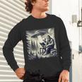 Bigfoot With Alien Reading A Book Bigfoot And UFO Unisex Long Sleeve T-Shirt