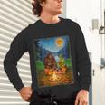 Bigfoot And Alien Reading Books Campfire Halloween Unisex Long Sleeve T-Shirt
