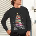 All Booked For Christmas Book Christmas Tree Lights Unisex Long Sleeve T-Shirt