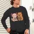 Capybara Axolotl Kawaii Kids Anime Book Lover Reading Unisex Long Sleeve T-Shirt Capybara Axolotl Kawaii Kids Anime Book Lover Reading Unisex Long Sleeve T-Shirt