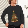 Christmas Book Tree Bookshelf Holiday For Readers Librarians Unisex Long Sleeve T-Shirt