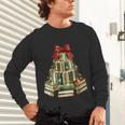 Christmas Book Tree Coquette Bow Xmas Reading Librarian Girl Unisex Long Sleeve T-Shirt