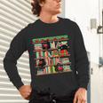 Christmas Cat Santa Bookshelves Book Lover Reader Unisex Long Sleeve T-Shirt