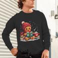 Cozy Gingerbread Christmas Reading Book Xmas Snowflakes Fall Unisex Long Sleeve T-Shirt