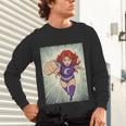 The Crimson Crescent 90s Retro Comic Book Superheroine Art Unisex Long Sleeve T-Shirt The Crimson Crescent 90s Retro Comic Book Superheroine Art Unisex Long Sleeve T-Shirt
