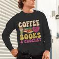 Crochet Coffee Reading Books Crocheter Crocheting Unisex Long Sleeve T-Shirt