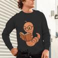 Cute Bookworm Worm Reading Book Glasses Nerdy Unisex Long Sleeve T-Shirt