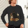 Cute Cat Book Flowers Unisex Long Sleeve T-Shirt