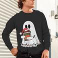 Cute Ghost Holding Books Bookish Christmas Unisex Long Sleeve T-Shirt