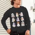 Cute Ghost Reading Books Teacher Halloween Reading Men Women Kids Unisex Long Sleeve T-Shirt