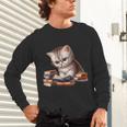 Cute Kitten Bookworm Adorable Cat With Glasses Reading Book Unisex Long Sleeve T-Shirt