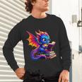 Dragon Reading a Book Bookworm Book Lover Unisex Long Sleeve T-Shirt