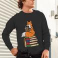 Fox Books Read Reading Librarian America Men Women Kids Unisex Long Sleeve T-Shirt