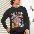 Just A Girl Who Loves Books Reading Cute Bookworm Girls Kids Unisex Long Sleeve T-Shirt