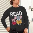 Pig Elephant Reading Cute Book Lover Bookworm Boys Girls Kid Unisex Long Sleeve T-Shirt