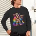 Rainbow Pride Bigfoot Reading Book With Heart Glasses Unisex Long Sleeve T-Shirt