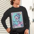 The Reader Retro Reading Skeleton Books Flowers Tarot Card Unisex Long Sleeve T-Shirt