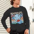 Readsolotl Blue Kawaii Axolotl Book Lover Reading Retro Unisex Long Sleeve T-Shirt