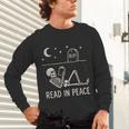 Skeleton Read In Peace Halloween Book Graphic Bookish Unisex Long Sleeve T-Shirt