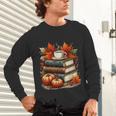 Vintage Autumn Books Coffee Pumpkin Fall Reading Unisex Long Sleeve T-Shirt