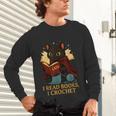 Wizard Cat Reading a Book While Crocheting Unisex Long Sleeve T-Shirt
